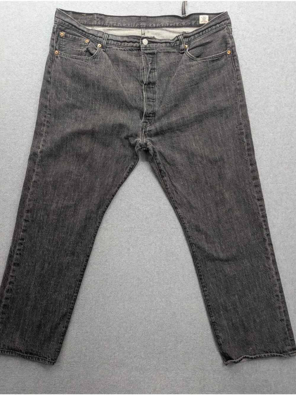 Levis 501 Jeans Mens 44x31 Gray Charcoal Wash Button Fly Straight Cone Denim